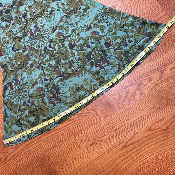 Color Me Cotton 3/4 Sleeve green Print Swing Top with Button Detail, Size M - Picture 3 of 9